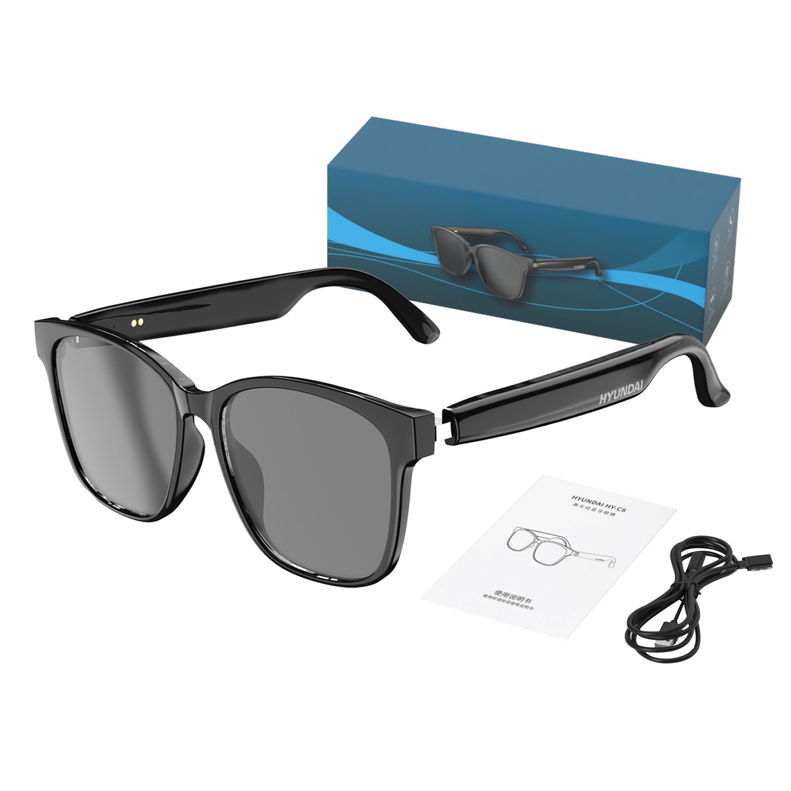 HY-C8 AI Intelligent Translation Wireless Bluetooth Glasses Earphones 75 Language Conference Simultaneous Interpretation